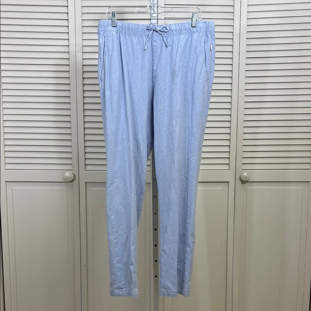 Onia Men's Air Linen Blend Pull-on Pants in Light Blue Large - Picture 2 of 10